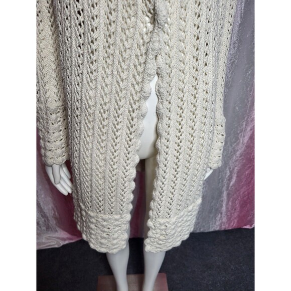 Sigrid Olsen Signature Knit Crochet Open Duster Cardigan Size Medium - Picture 6 of 13